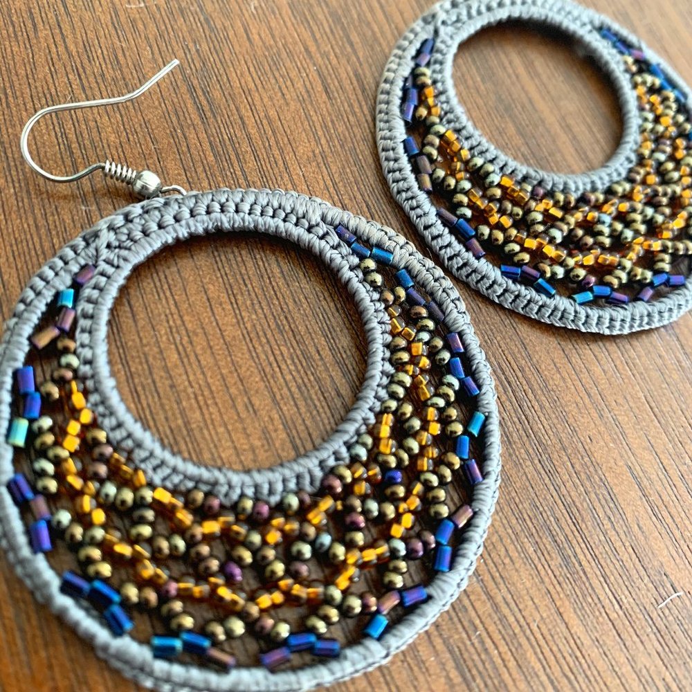 Handbeaded Hoop Earrings